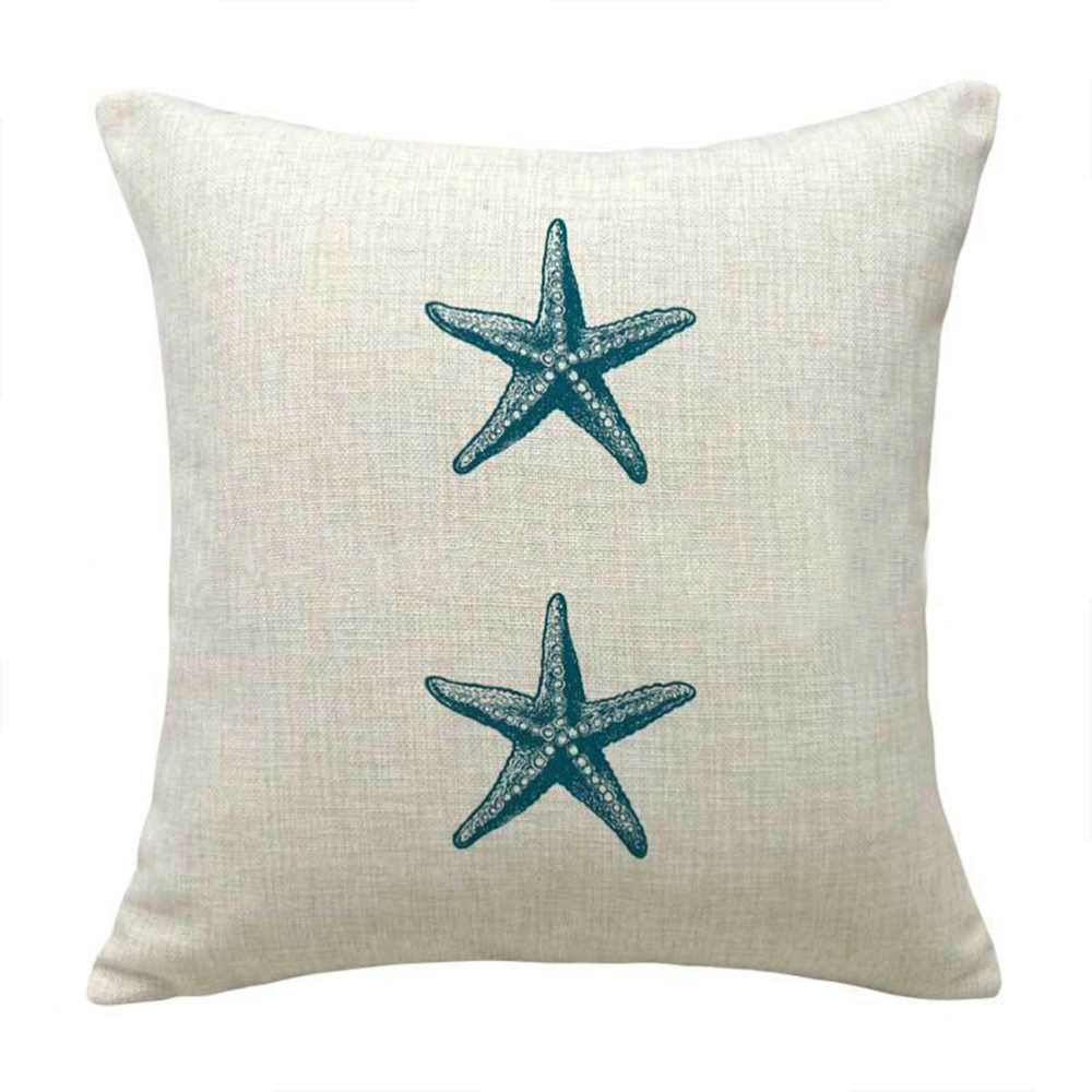 Coastal Theme Throw Pillow Cover Cotton and Linen Decorative Cushion Case Pillow Protector for Home Bed Chair (Sea Star)