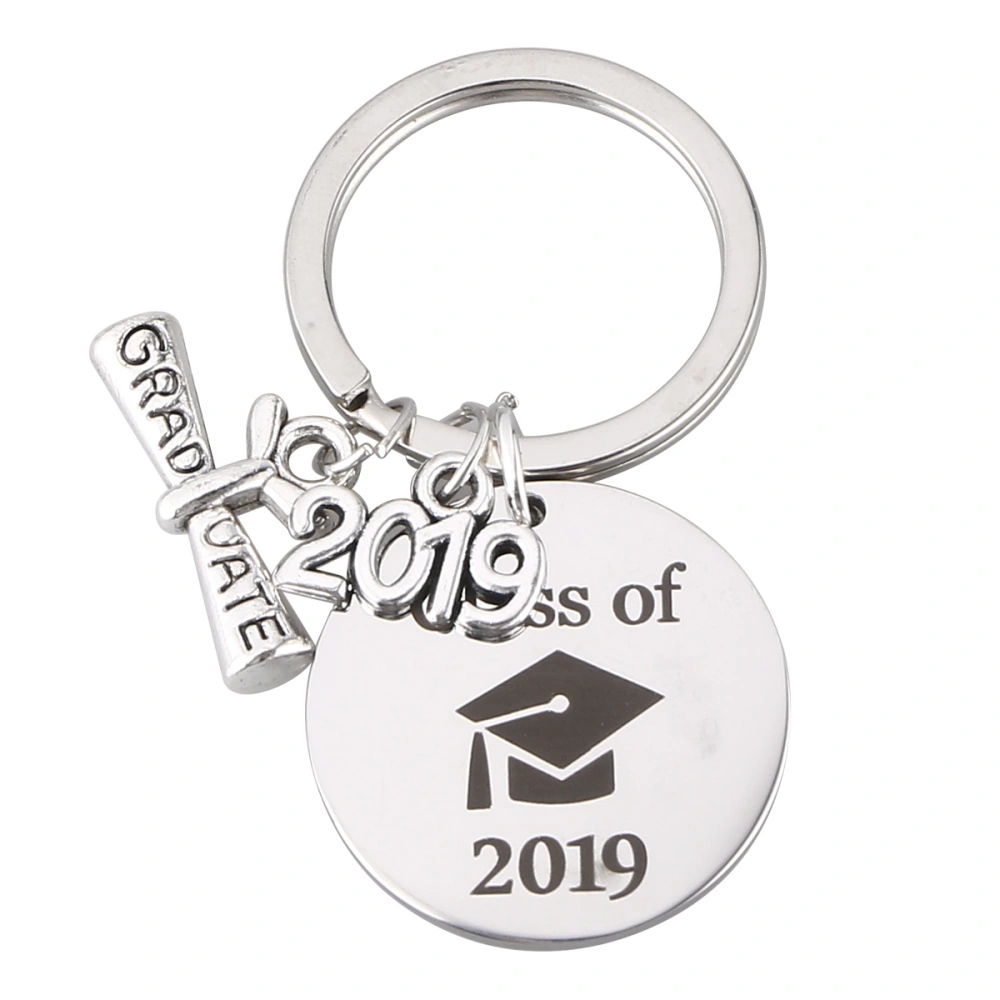 Stainless Steel Graduation Keychain Simple Decor Hanging Keyring Gift for Student Graduate Friend