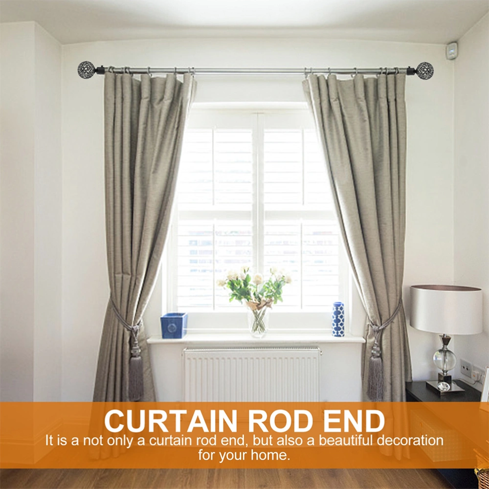 2pcs Hollow-designed Curtain Ball Rod Ends Window Curtain Rod Decorative Finials