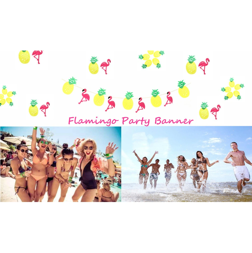 Pink Flamingo Pineapple Party Banner Girls Room Decoration Happy Birthday Garland Banner Pennant