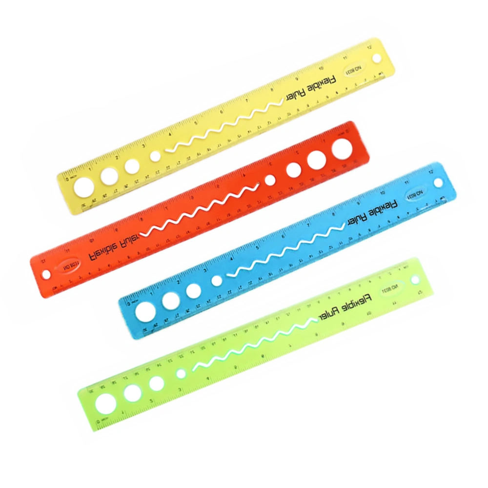 4Pcs Household Clear Rulers Convenient Bendable Rulers Wear-resistant Kids Rulers