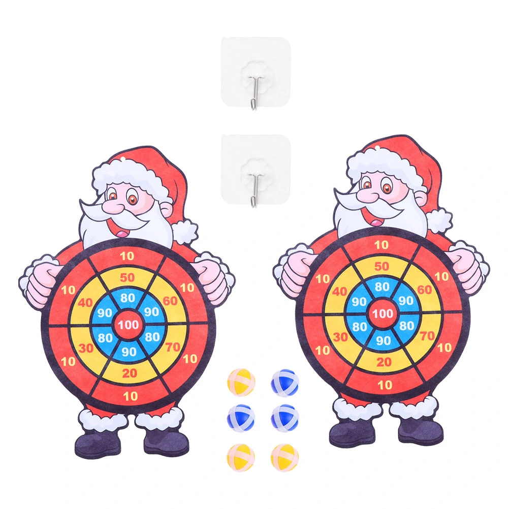 2 Sets Portable Santa Claus Dart Board Toy Shooting Sticky Target Plaything