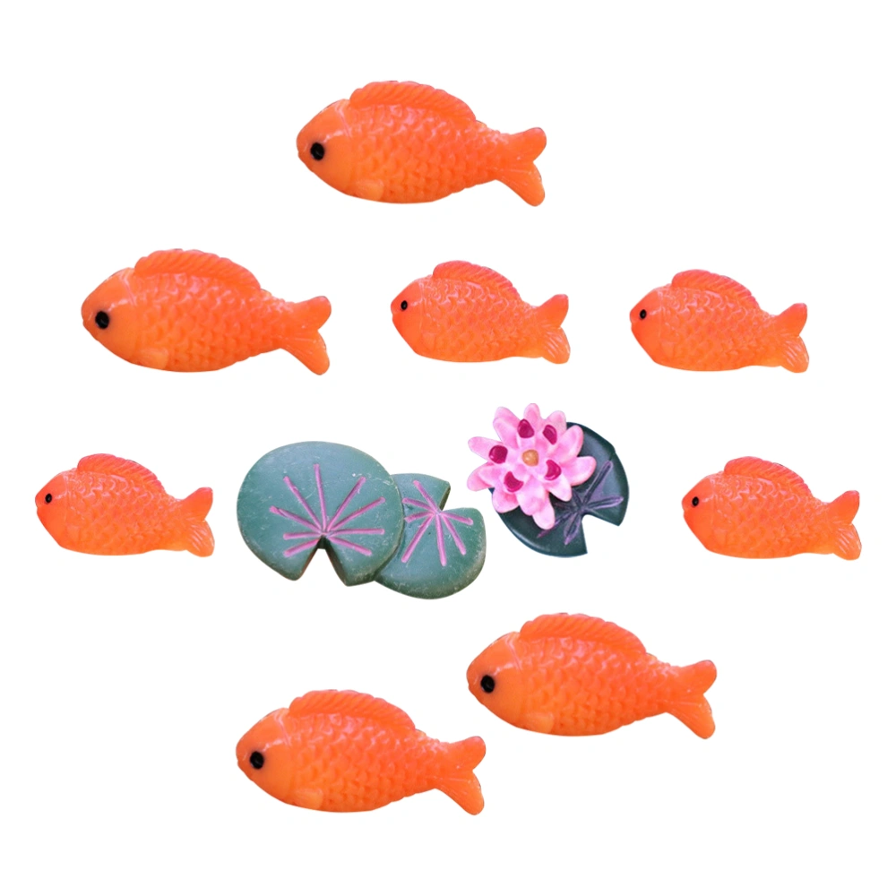 1 Set Fish Ornaments Resin Carp Ornaments Carp Lotus-leaf Lotus-Shape Decors