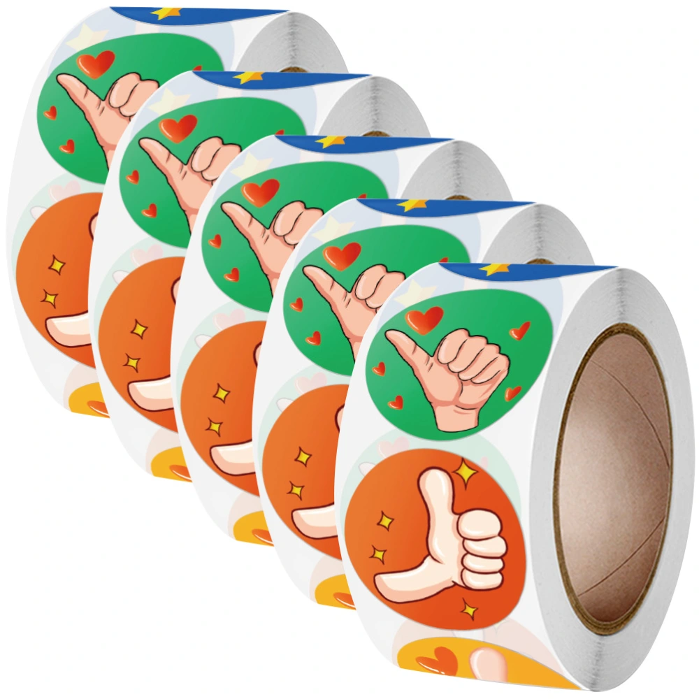 5 Rolls Kids Reward Stickers Thumb Up Stickers Kids Encouraging Stickers Classroom Decals