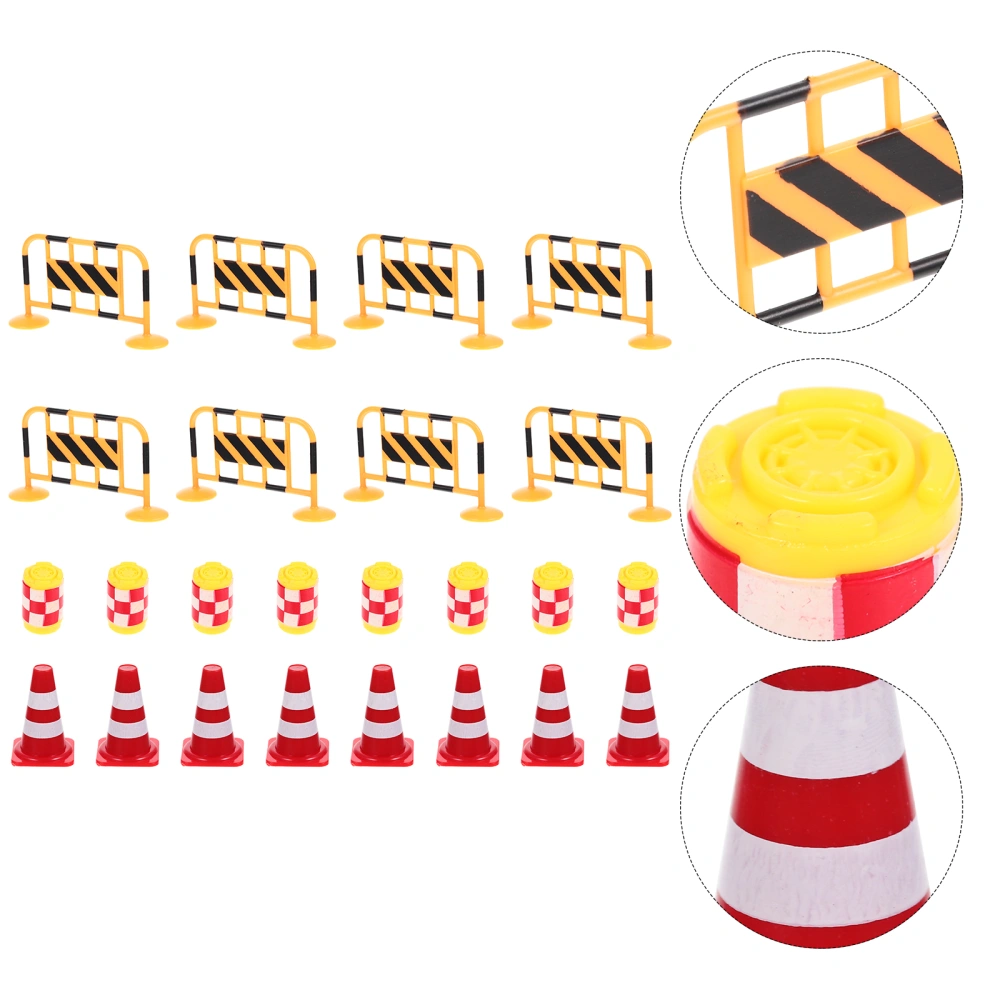 24 Pcs Mini Traffic Road Sign Toys Road Fences Toys Kids Early Education Toys