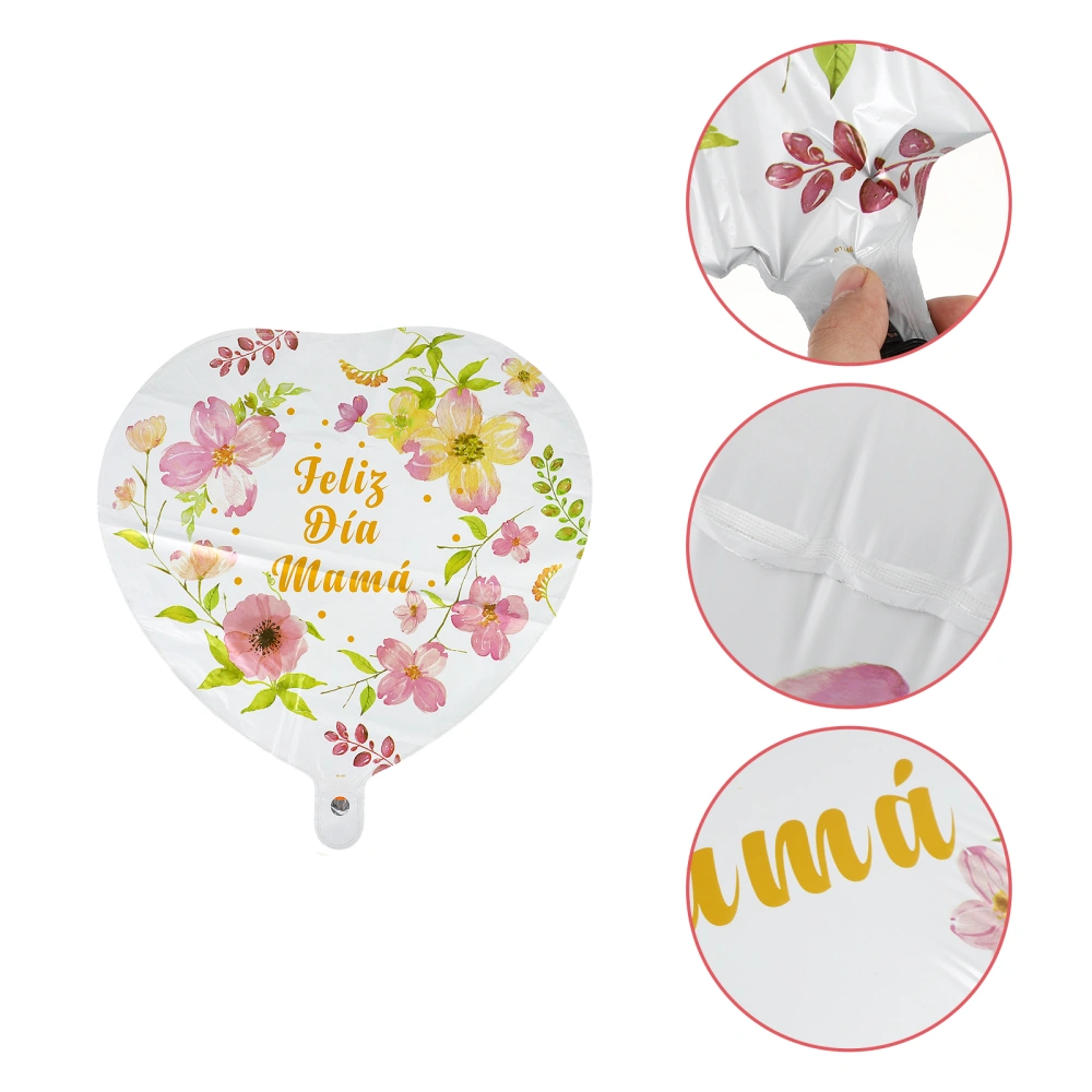 10Pcs Feliz Dia Mamá Balloons Mother's Day Balloons Heart Shaped Balloons Party Supplies