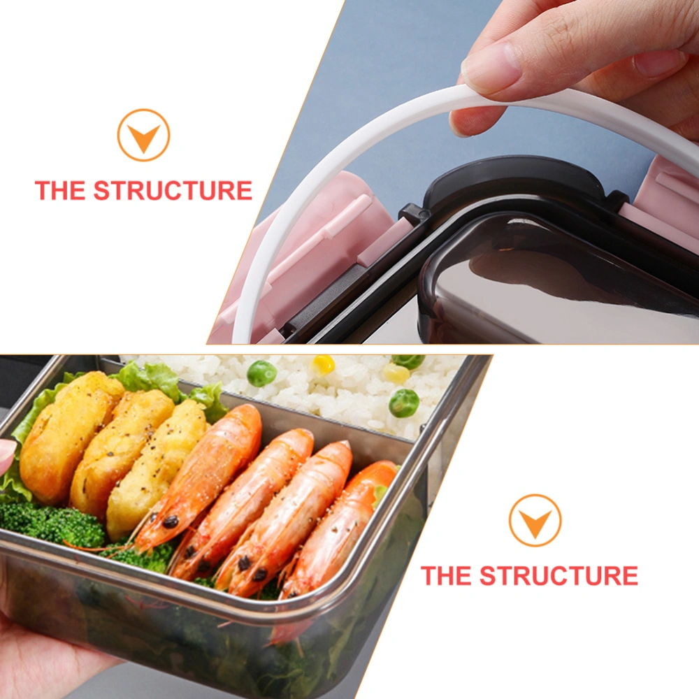 1500ml Two-division Lunch Box Office Heat Resistance Lunch Box with Fork Spoon