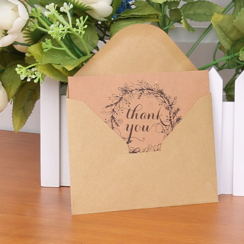 50pcs Vintage Brown Recycled Wedding Party Thank You Kraft Cards Envelops