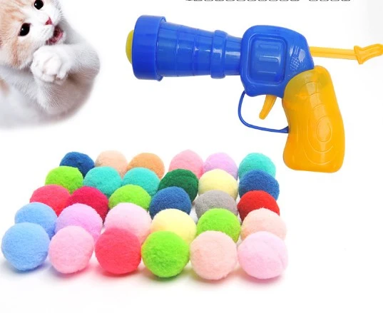 1 Set of Interactive Toys Cat Fetch Ball Toys Cat Plush Ball Toy with Launcher