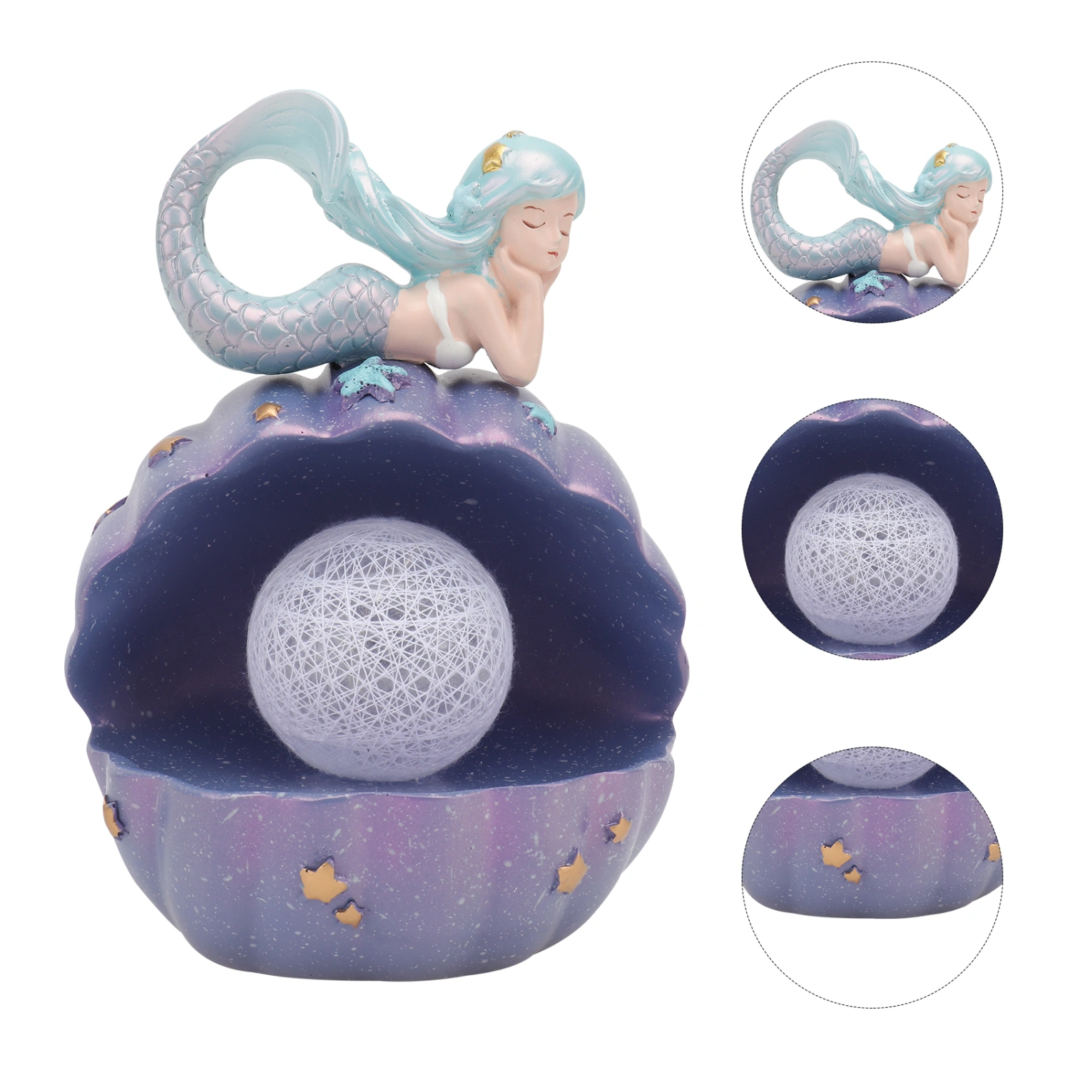 1Pc Mermaid Shell Shaped Night Light Gift Decorative Bedside Lamp Adornment