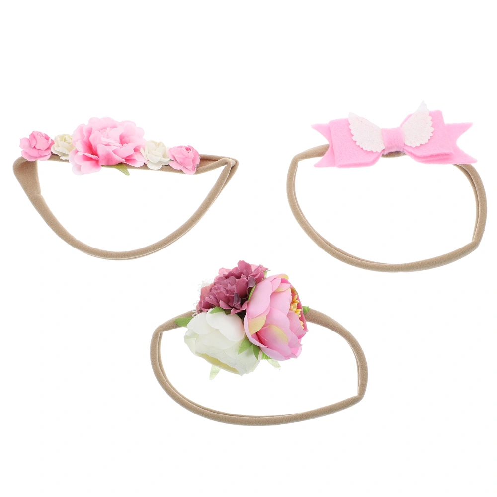 3Pcs Girls Headbands Simulation Flowers Hair Bands Newborns Hair Accessories