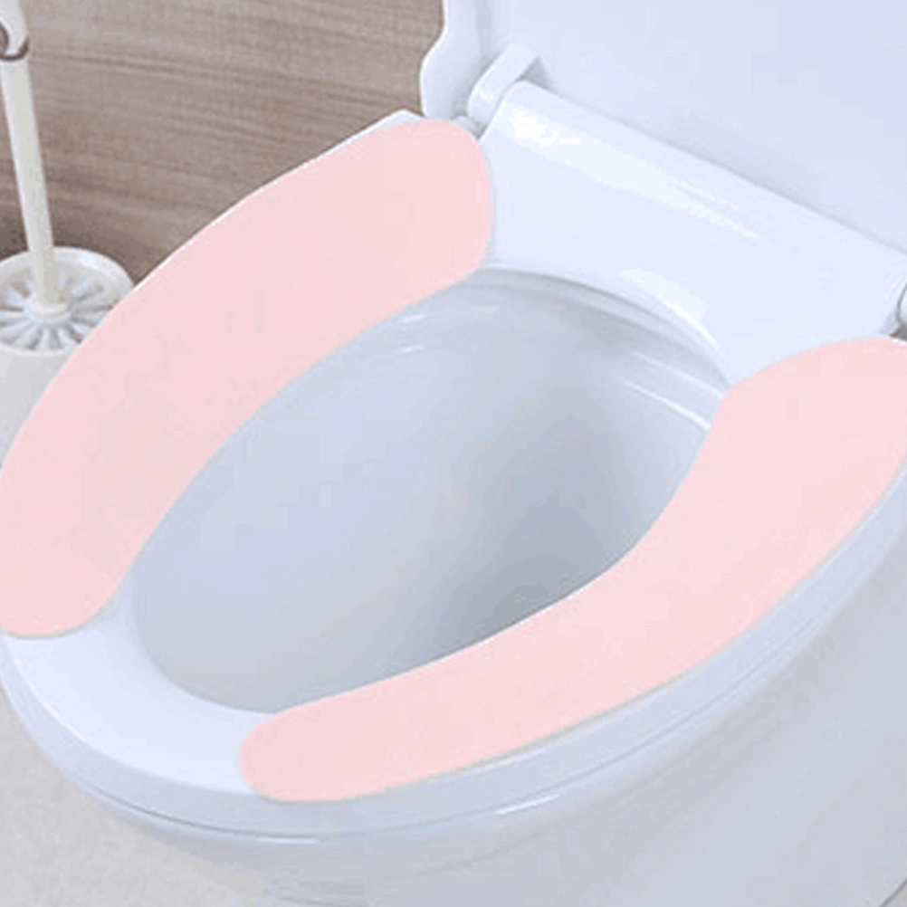 4 Pairs Solid Color Toilet Mat Sticky Closestool Mat Durable Useful Toilet Seat Cover Pads for Home Bathroom (Green + Purple + Blue + Pink)