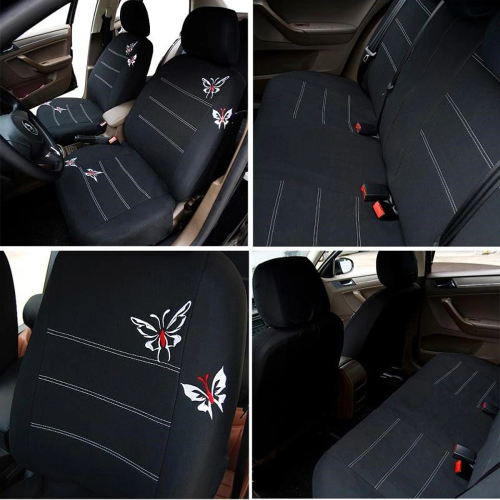 Black Embroidered Car Seat Covers Set Car Seat Covers Full Set Universal Fit Interior Split Bench Cover