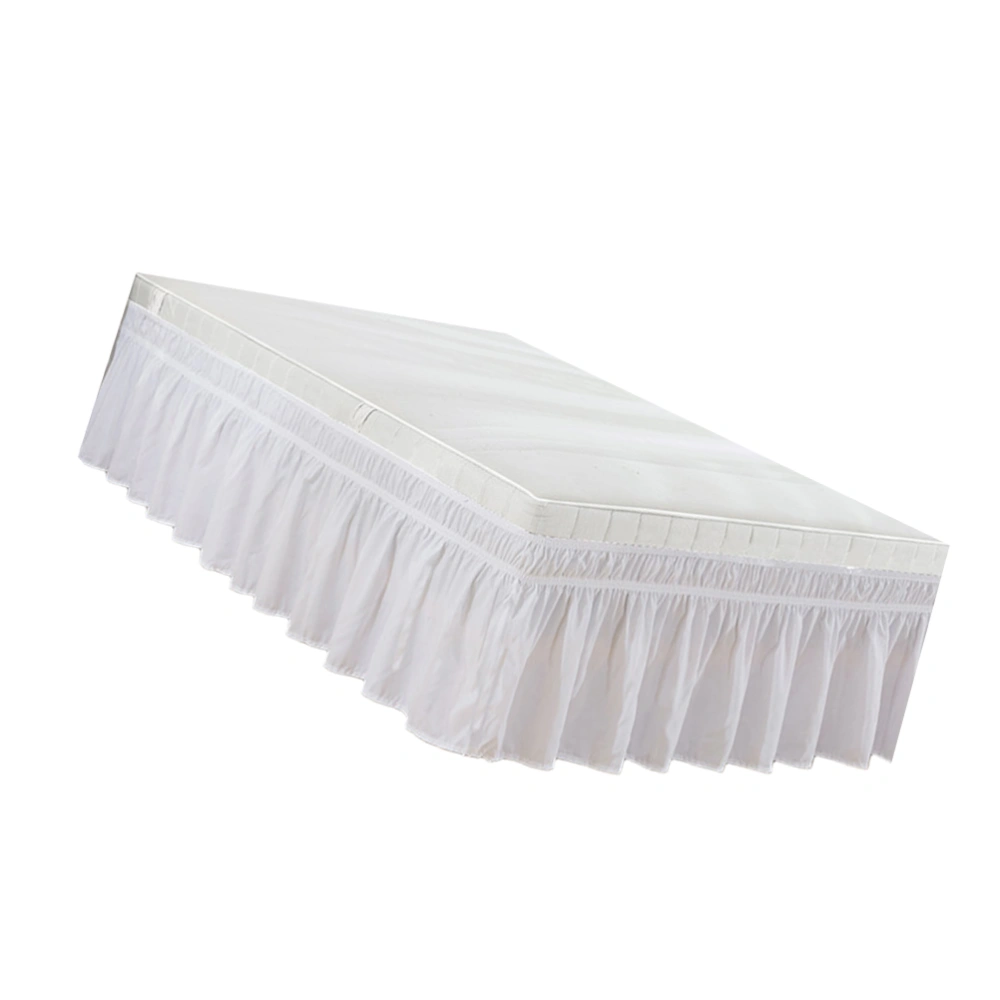 Solid Color Polyester Bed Shirt Elastic Dust Ruffle Fashion Bed Bedding Pleated Skirt Bouffancy Bed Skirt White