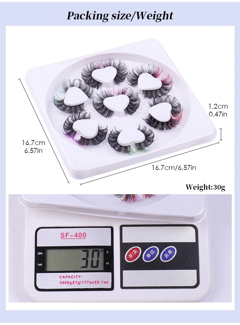 7 Pairs False Eyelashes Colored Lashes Fluffy Eyelashes Decorative Fake Lash Clusters