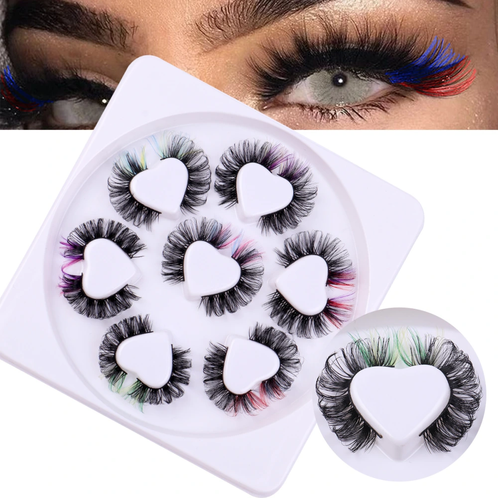 7 Pairs False Eyelashes Colored Lashes Fluffy Eyelashes Decorative Fake Lash Clusters