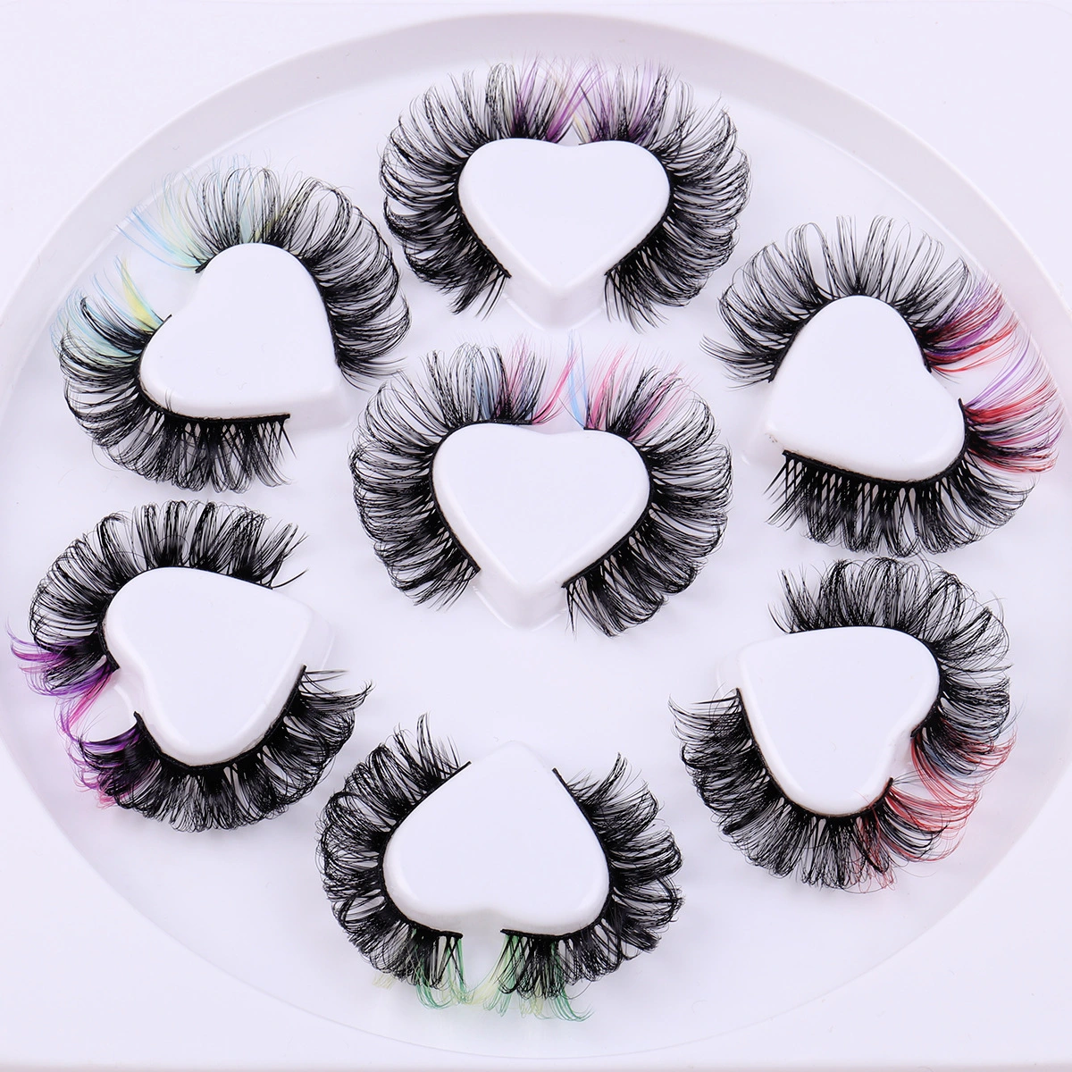 7 Pairs False Eyelashes Colored Lashes Fluffy Eyelashes Decorative Fake Lash Clusters