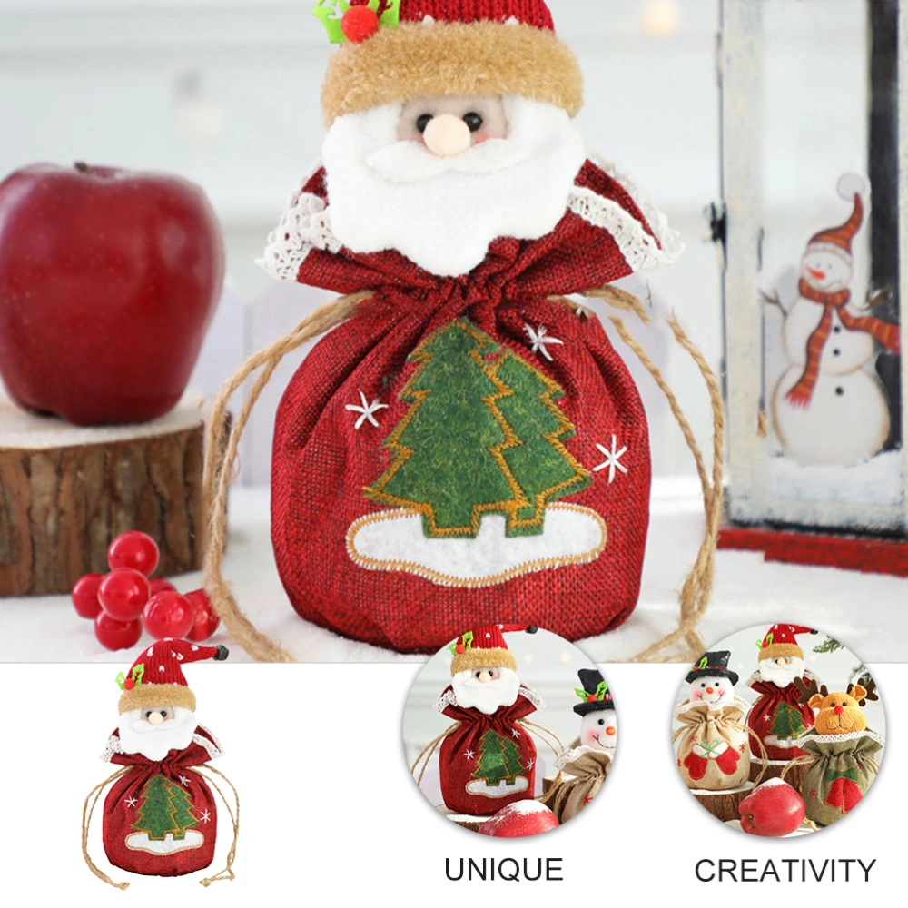 1pc Christmas Doll Decor Gift Bag Treat Bag Christmas Decoration Bag Cartoon Candy Bag