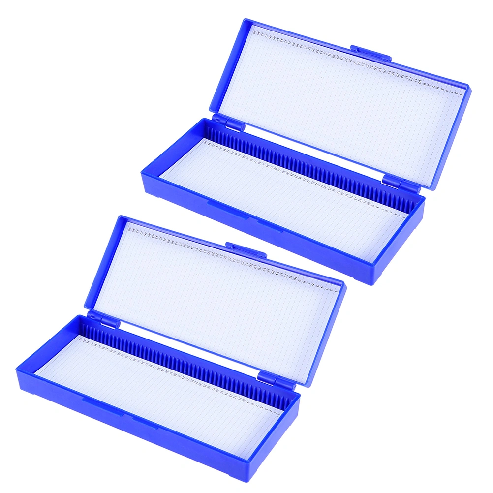 2Pcs Slide Cases Packing 50 Slides Pathological Boxes Opening Slide Mailers for Supplies (Dark Blue)