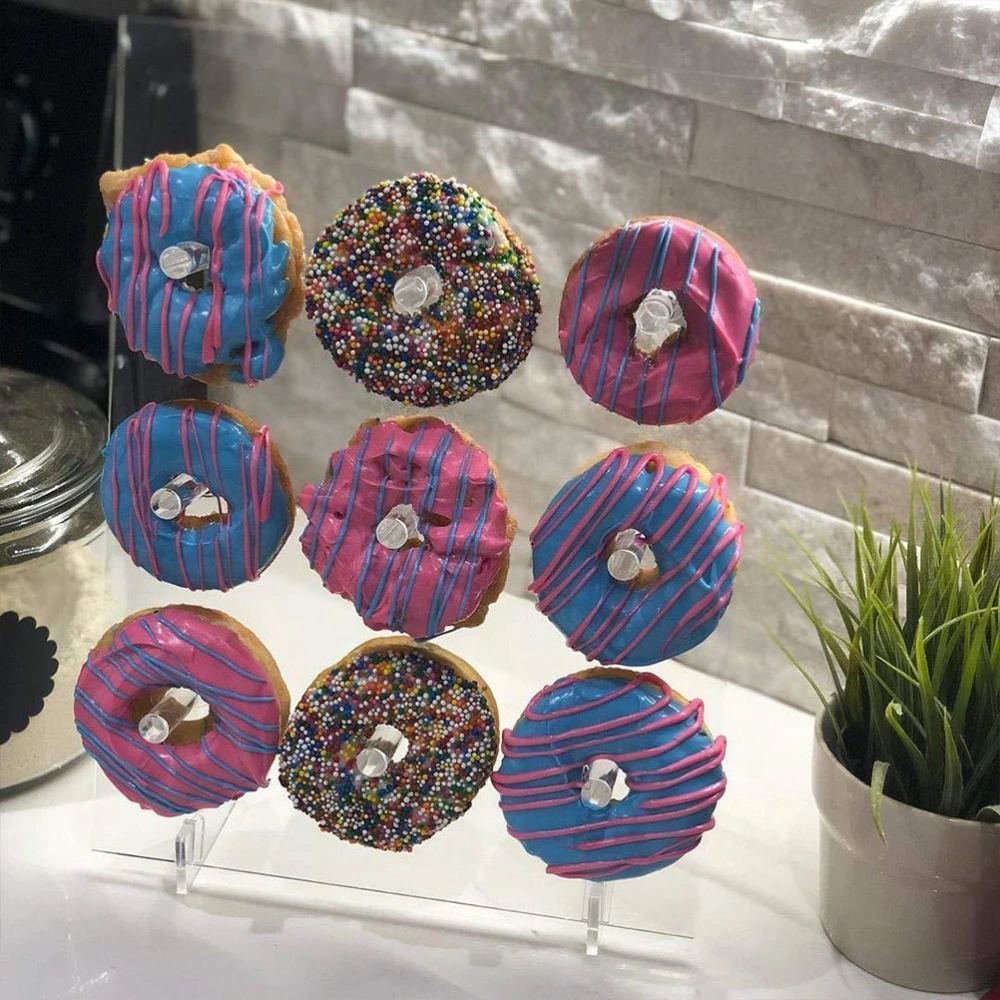 9 Holes Acrylic Donuts Stand Decorative Doughnut Bagels Display Rack Holder for Birthday Wedding Banquet