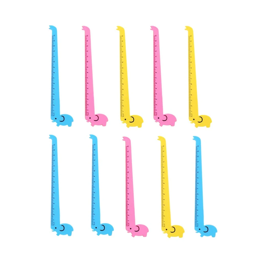 10pcs 15CM Plastic Cartoon Rulers Creative Giraffe Rulers School Students Stationery Kids Measuring Rulers (Random Color, Random Pattern)