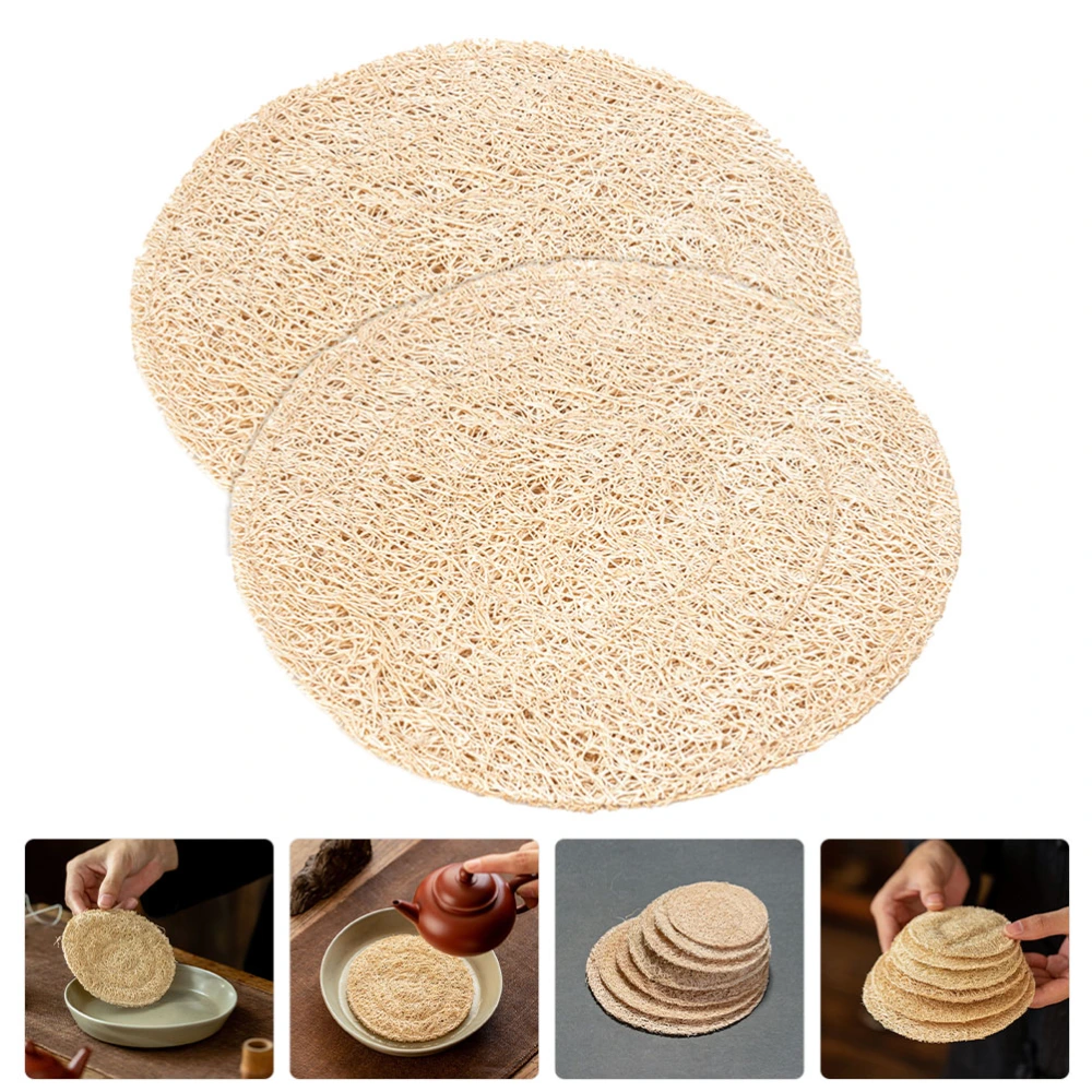 2pcs Loofah Coaster Drink Table Coasters Household Cup Pads Decorative Cup Coasters