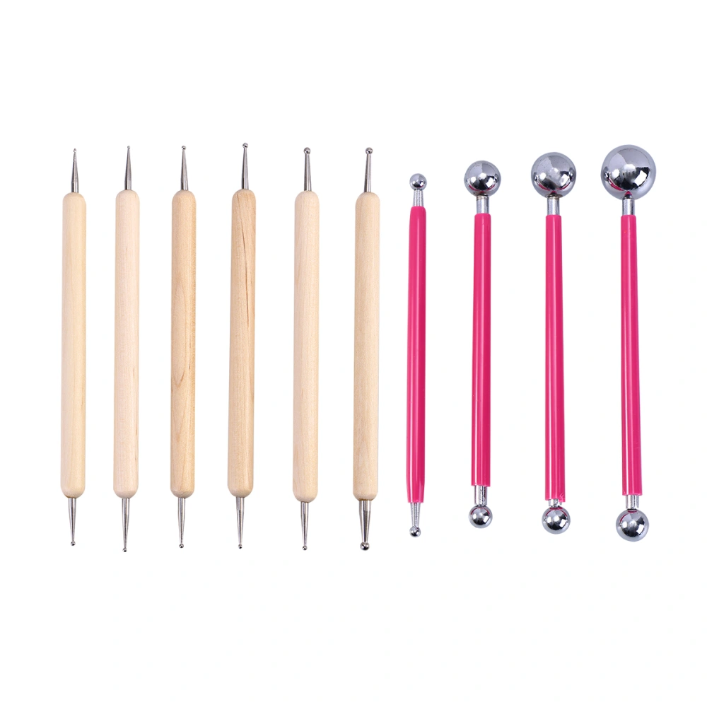 10pcs Stylus Tools Set Ceramic Clay Indentation Tools Dot Painting Tool Set DIY Clay Pottery Modeling Kit(Pink)