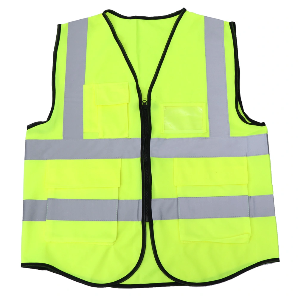 High Visibility Cycling Riding Vest Multi-pocket Reflective Safety Vest for Outdoor Construction Work Safety Road Traffic Sanitation Worker (Fluorescent Yellow)