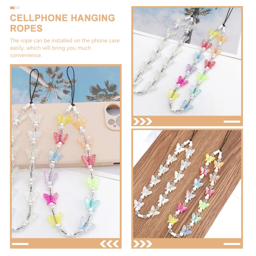 Butterfly-style Phone Chain Plastic Butterfly-beaded Phone Chain Phone Strap