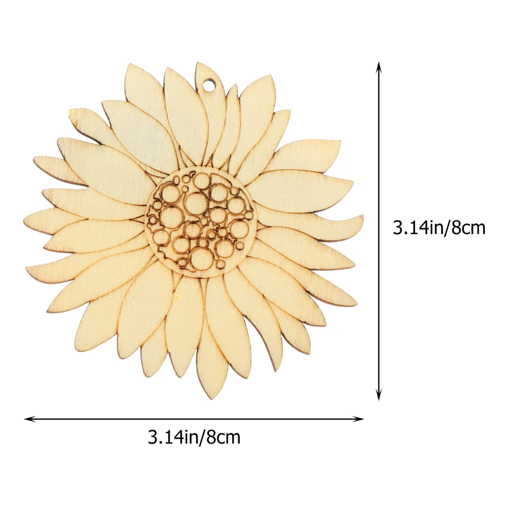 50pcs Unfinished Wood Pieces DIY Chrysanthemum Wood Slices Flower Cutout