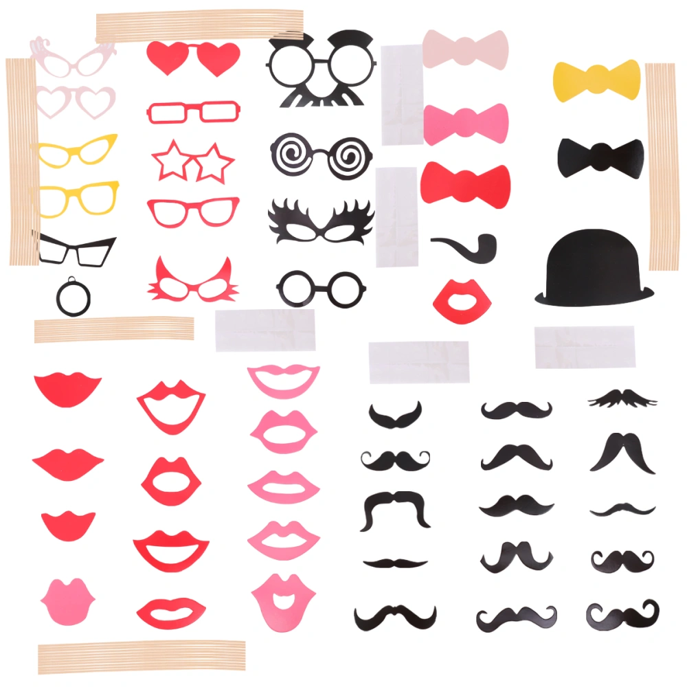 1 Set/50pcs Funny Photo Props Paper Mustache Hat Glasses Selfie Props Party Decor Party Supplies For Birthday Party