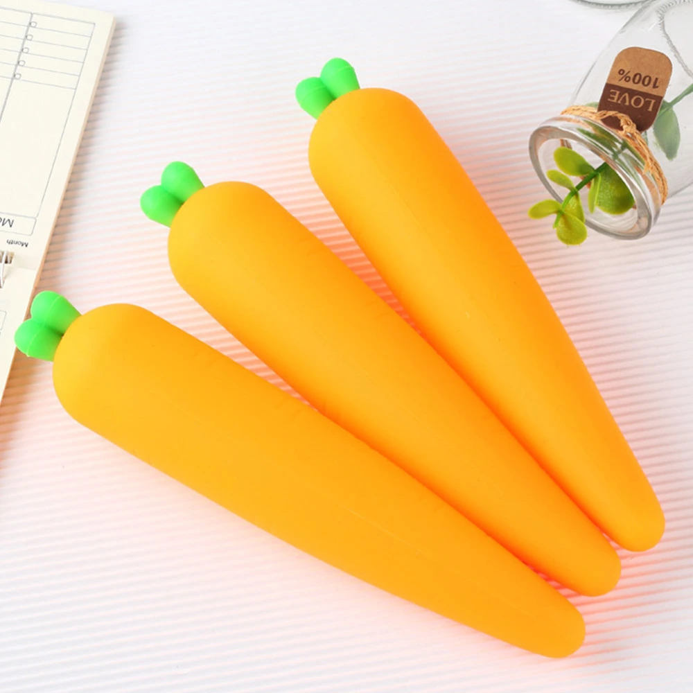 1Pc Adorable Pencil Case Student Carrot Shape Case Bag Students Stationery Bag