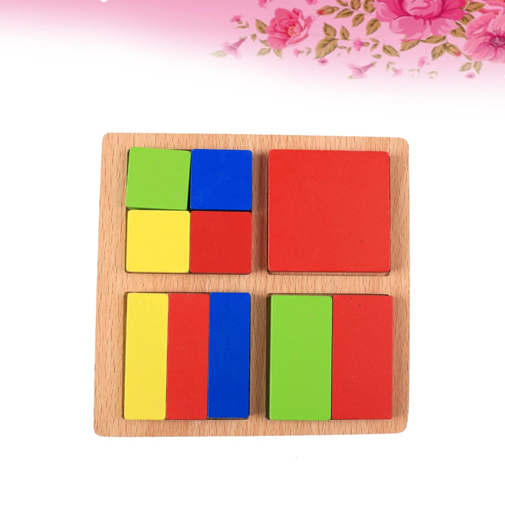 Wood Square Puzzle Toy Colorful Funny Educational Toy for Baby Infant Newborn (As Shown)
