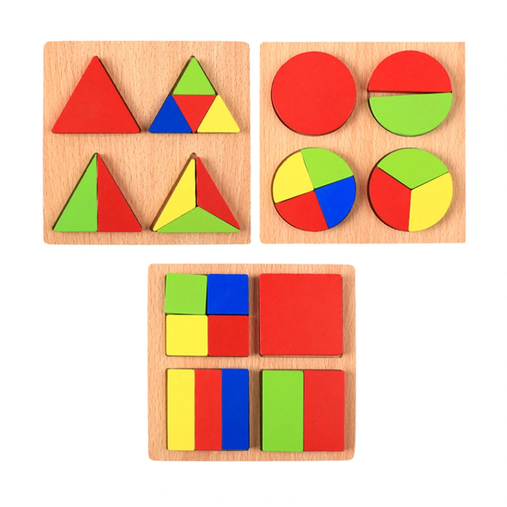 Wood Square Puzzle Toy Colorful Funny Educational Toy for Baby Infant Newborn (As Shown)