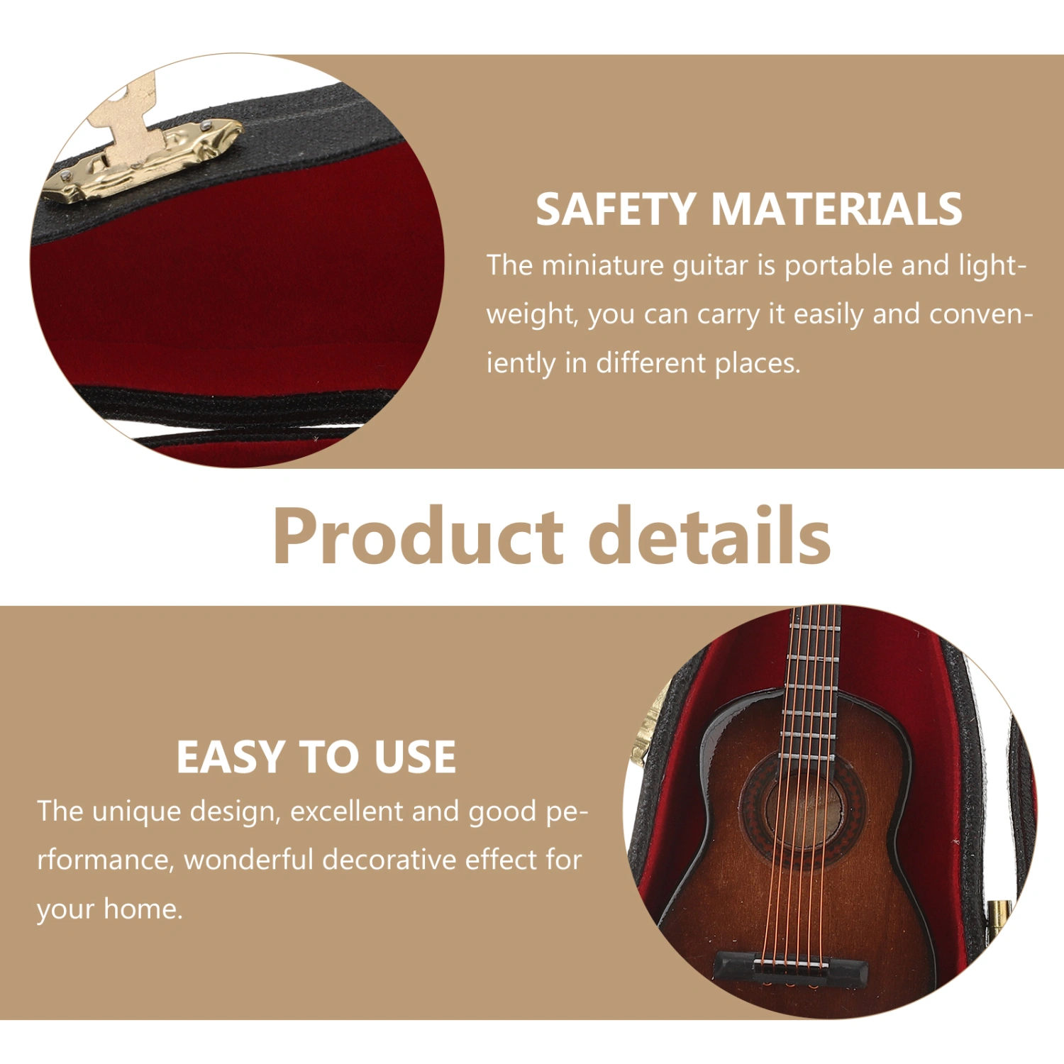 1 Set Mini Wooden Guitar Model Miniature Guitar Model Decoration for Home