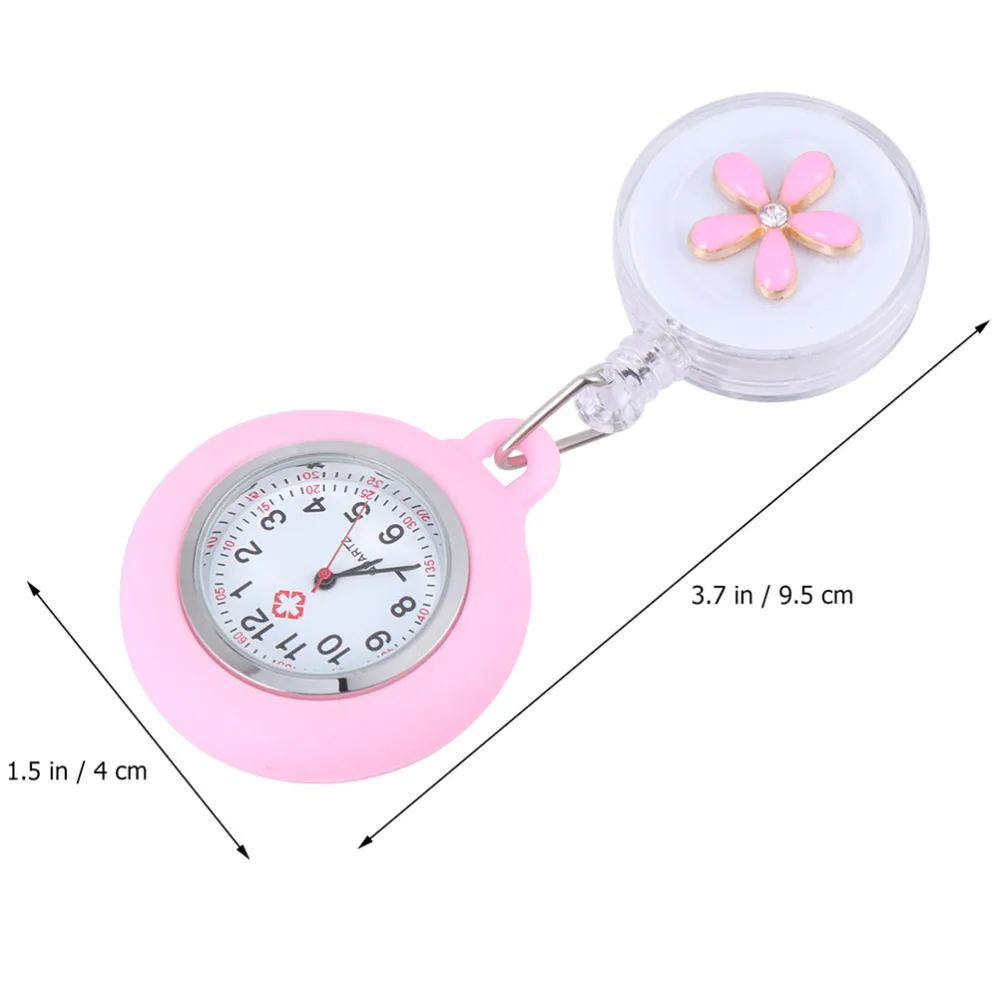 2pcs Retractable Nurse Watches Lovely Cartoon Flower Hanging Watch for Women