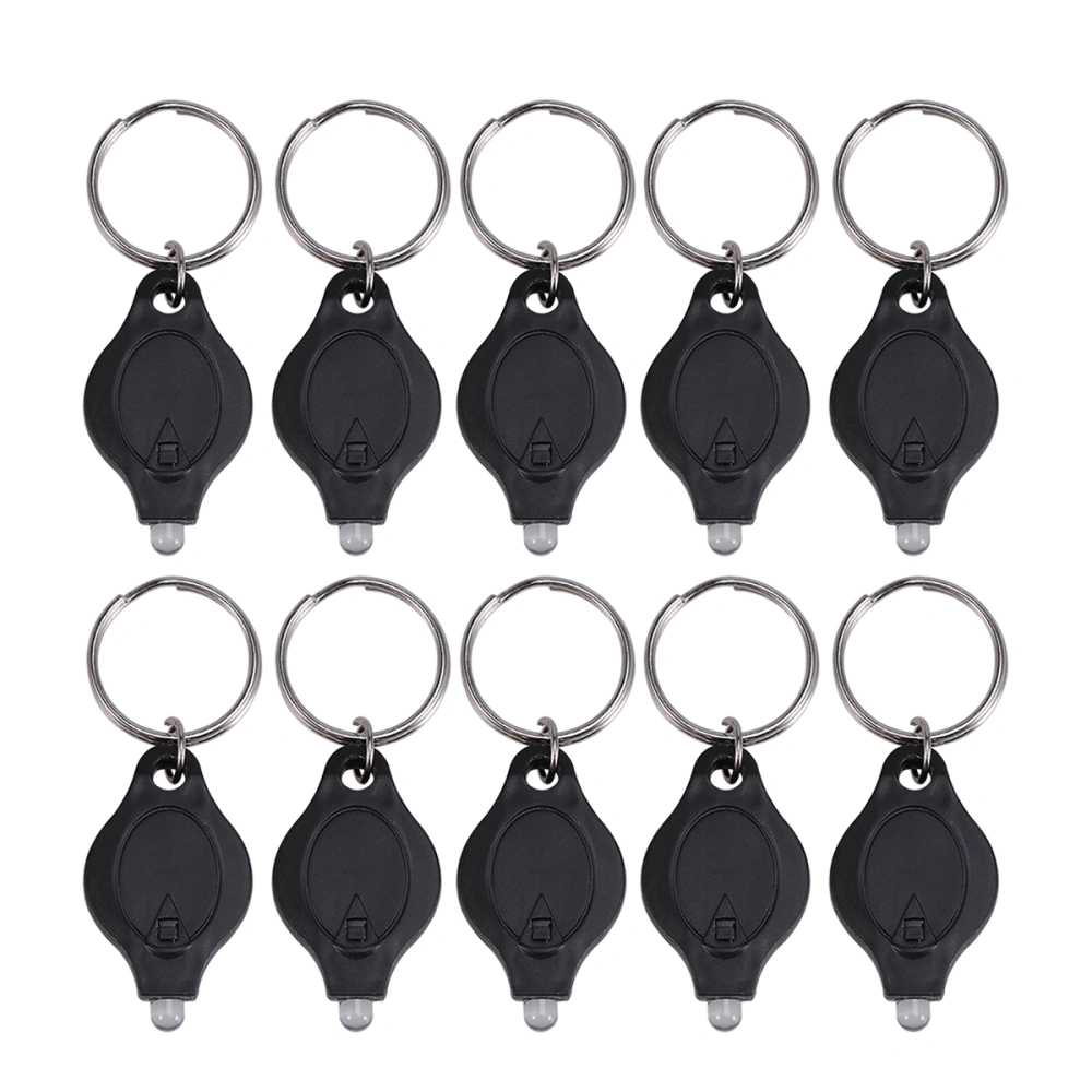 10 PCS LED Light Keychain Mini Plastic Flashlight Bright Key Ring Light Torch (Black)