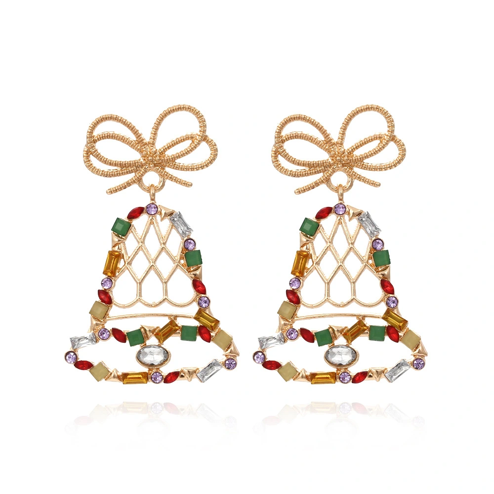 1 Pair Christmas Earring Xmas Jingle Bell Dangle Stud Drop Earring Fashionable Earring