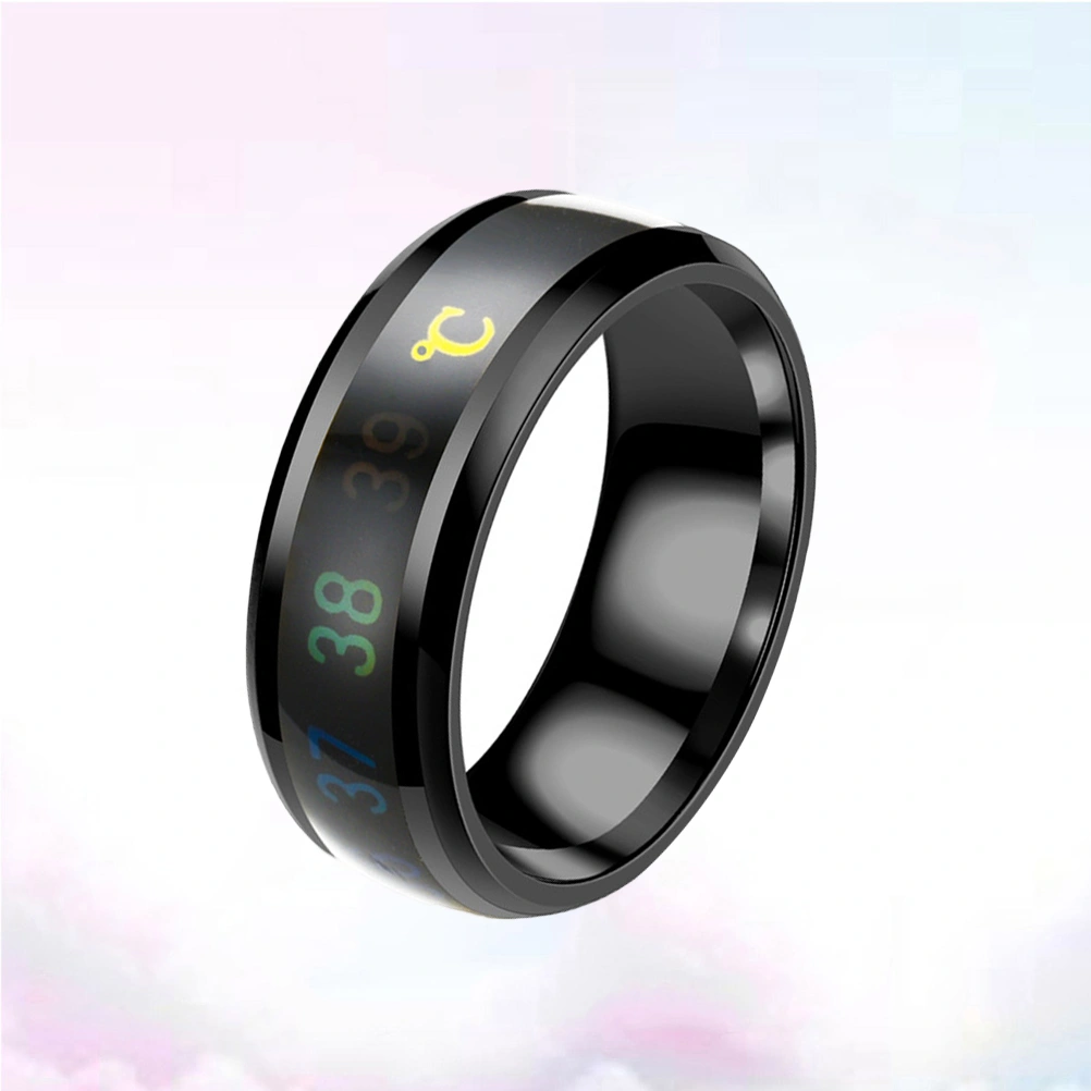 1pc Smart Temperature Titanium Steel Ring Couple Number Color Change Ring Hand Jewelry Size No.9
