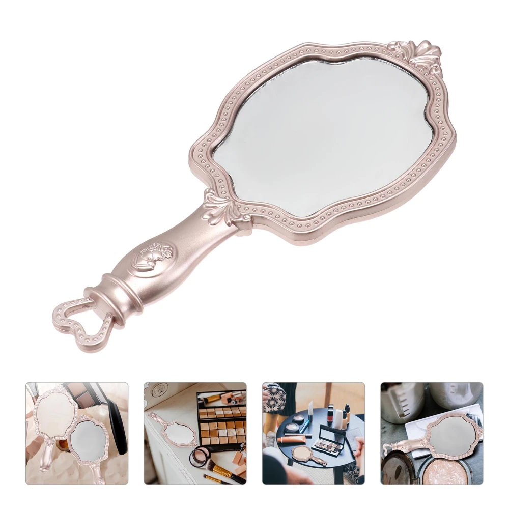 1pc Relief Pattern Handheld Makeup Mirror Girl Cosmetics Mirror Exquisite Mirror