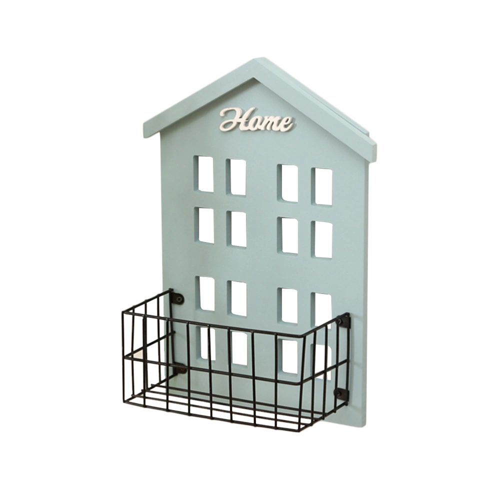 House Shaped Iron Art Wall Shelf Creative Wall Hanging Storage Rack Organizer for Bedroom Living Room Home Decor ( Iron Net Hut)