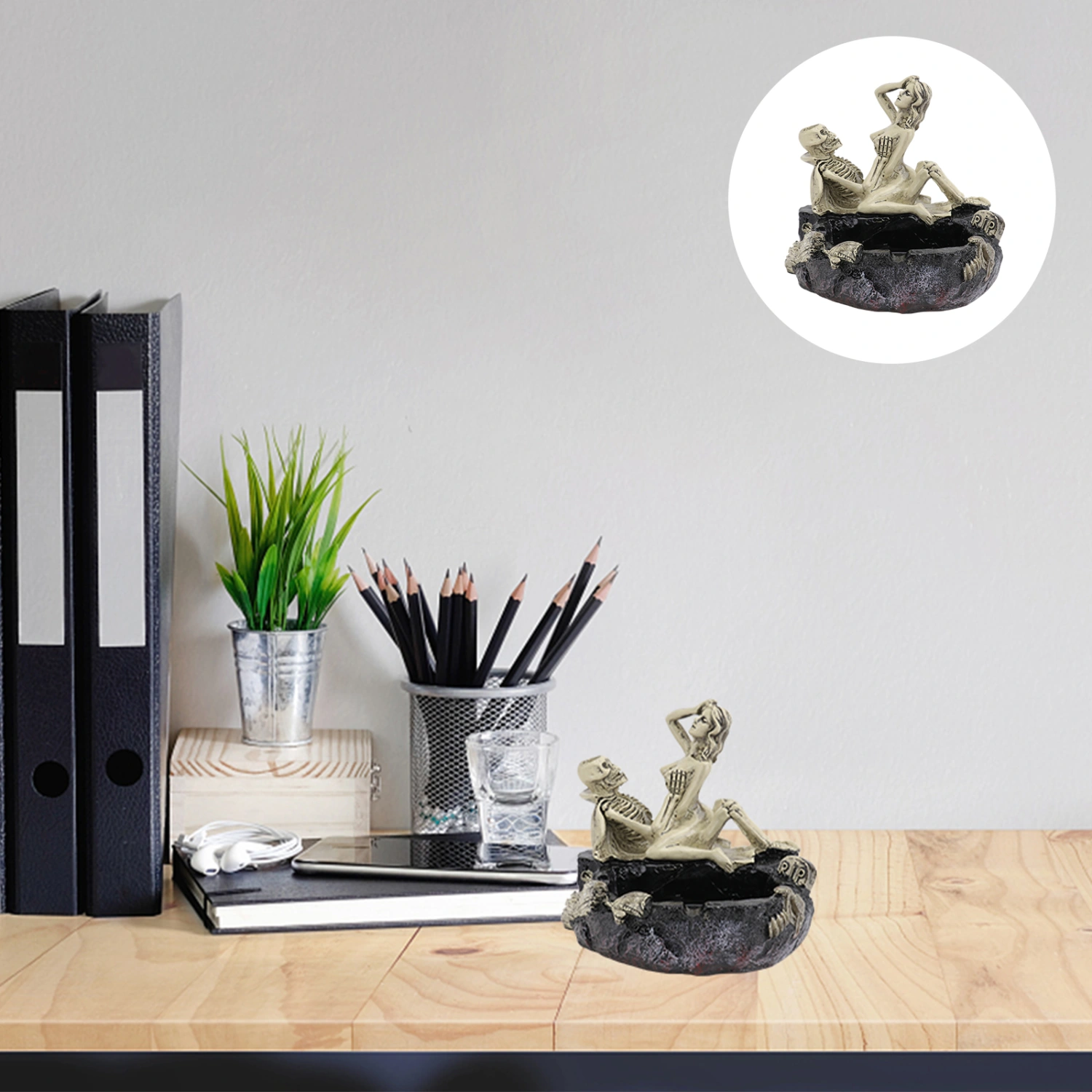 Resin Skull Ashtray Skull Figure Home Decoration Ornaments Scary Halloween Decorations Bar Decoration Smoking Room Accessories Pattern NO.2