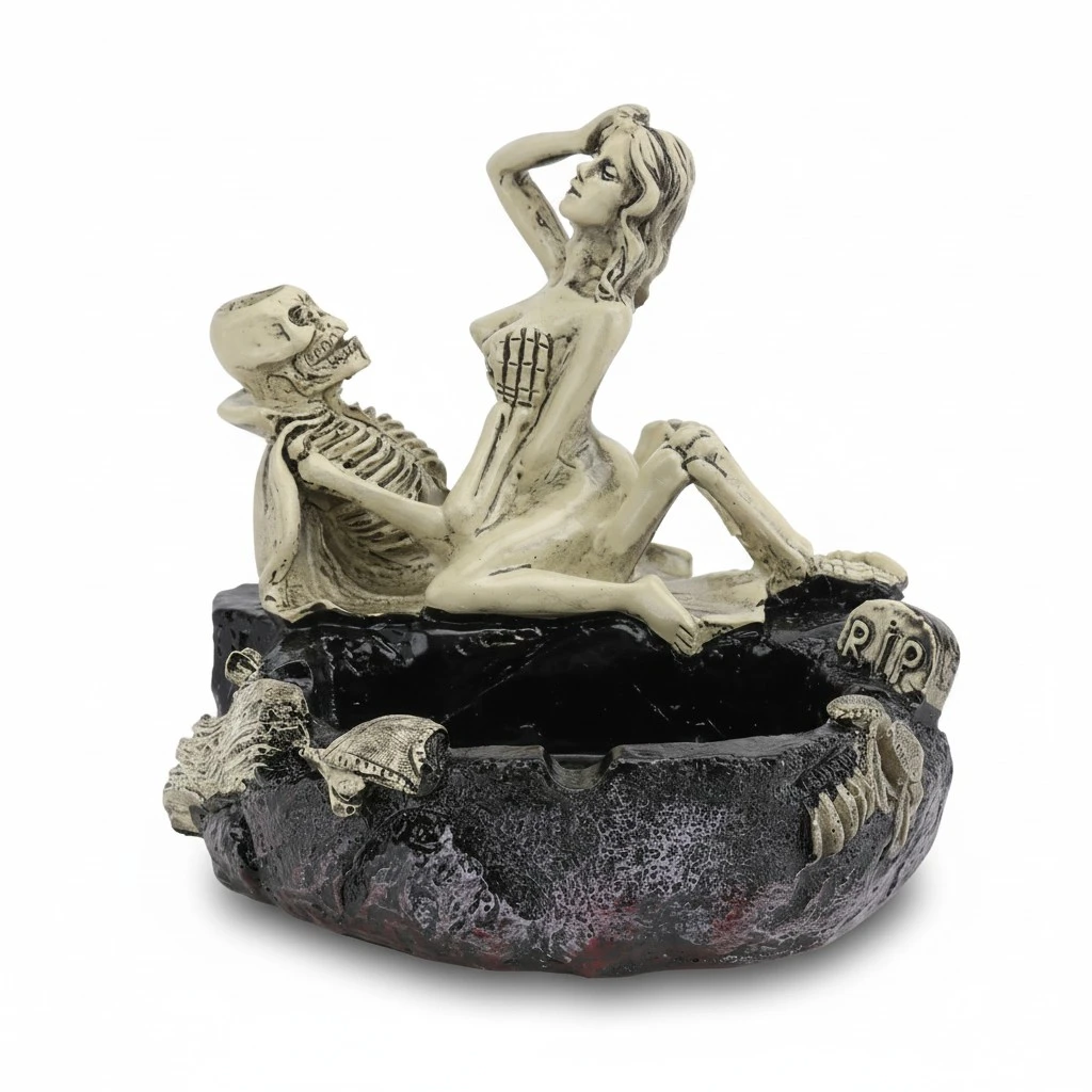 Resin Skull Ashtray Skull Figure Home Decoration Ornaments Scary Halloween Decorations Bar Decoration Smoking Room Accessories Pattern NO.2