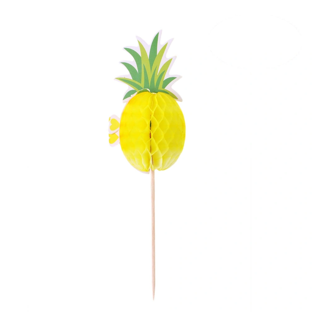 24pcs Hawaii 3D Pineapple Cake Topper Cake Picks Cake Decoration for Tropical Summer Hawaii Party