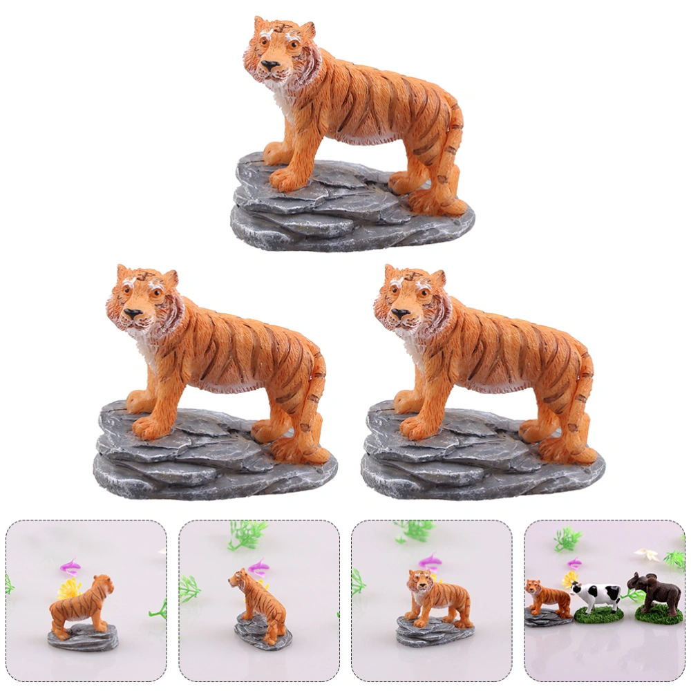 3Pcs Micro-landschafts Cartoon Tiger Ornaments Tiger Decors Animal Decorations