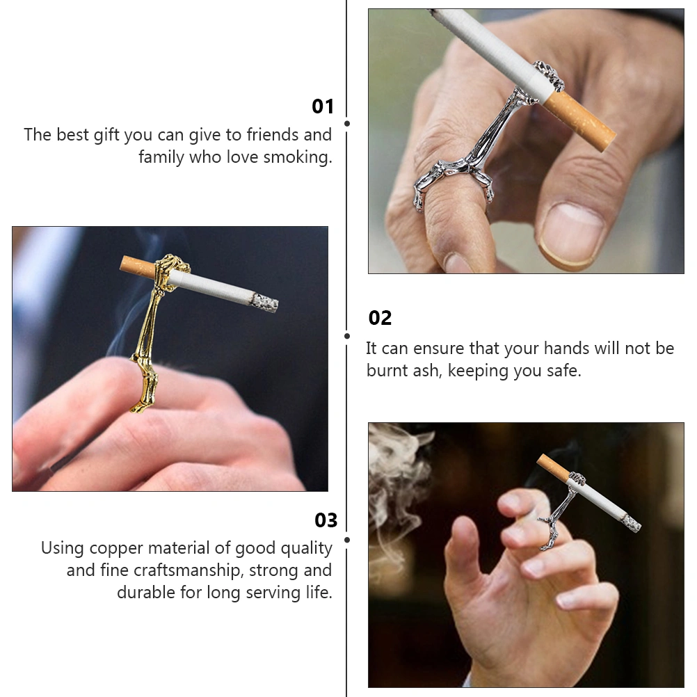 4pcs Antique Skeleton Cigarette Holder Ring Copper Cigarette Holder for Men