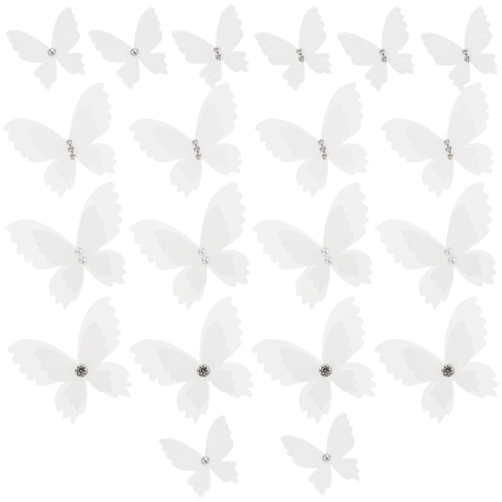 20pcs Organza Butterflies Decal Double Stereo Yarn Patch Clothing Accessories