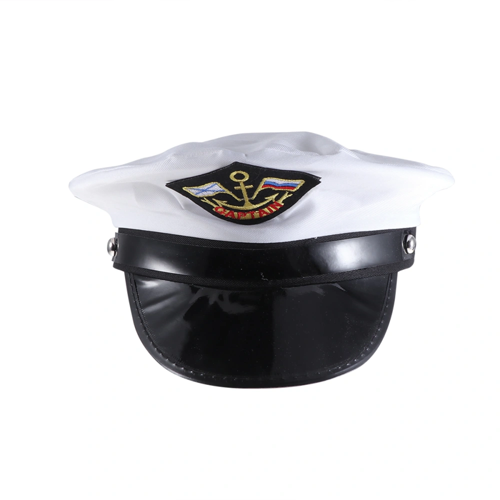 Adults Captain Hat Cosplay Performance Props Party Role Playing Hat (White)