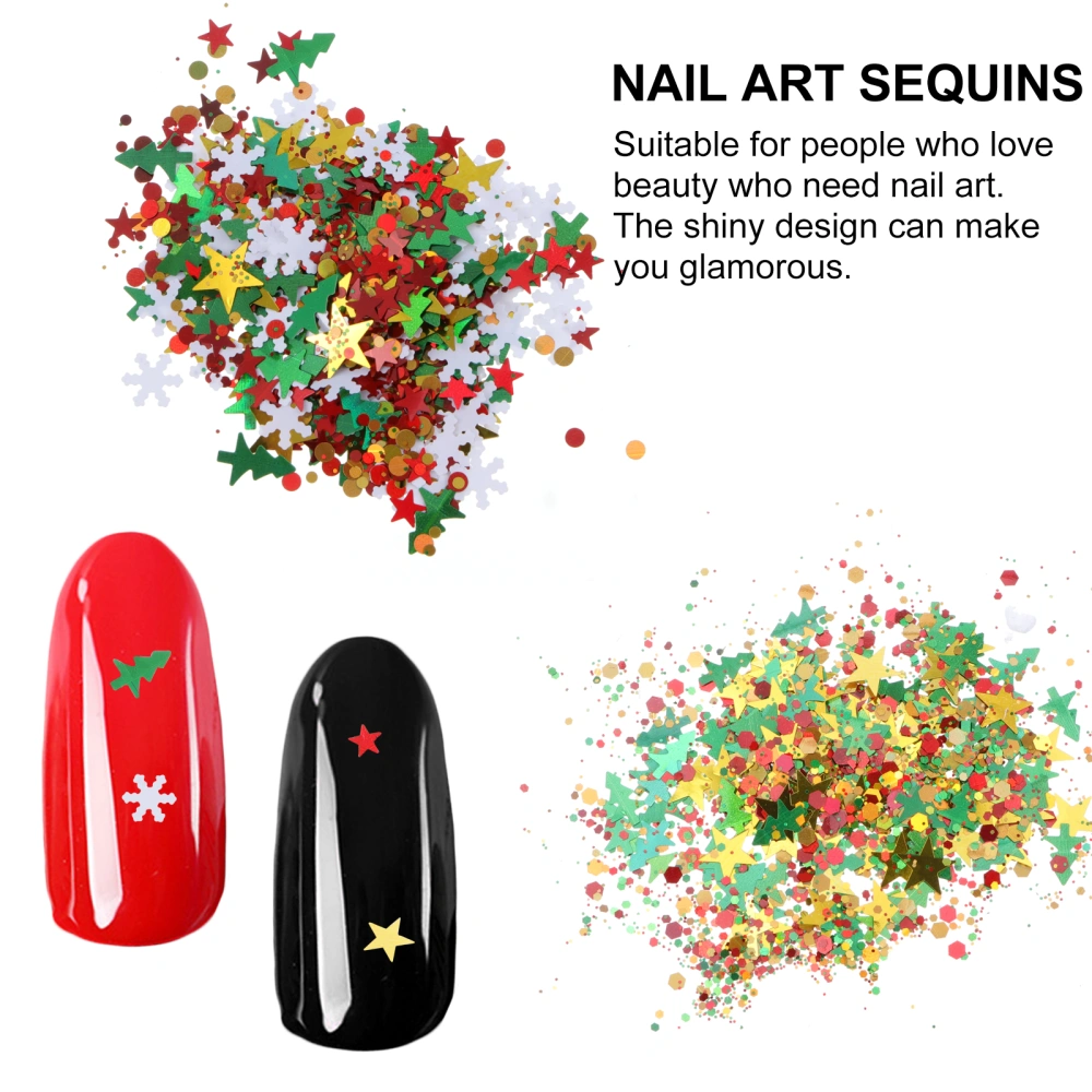 2 Bags Xmas Plastic DIY Sequins Glitter Paillette Nail Sequins (Assorted Color)