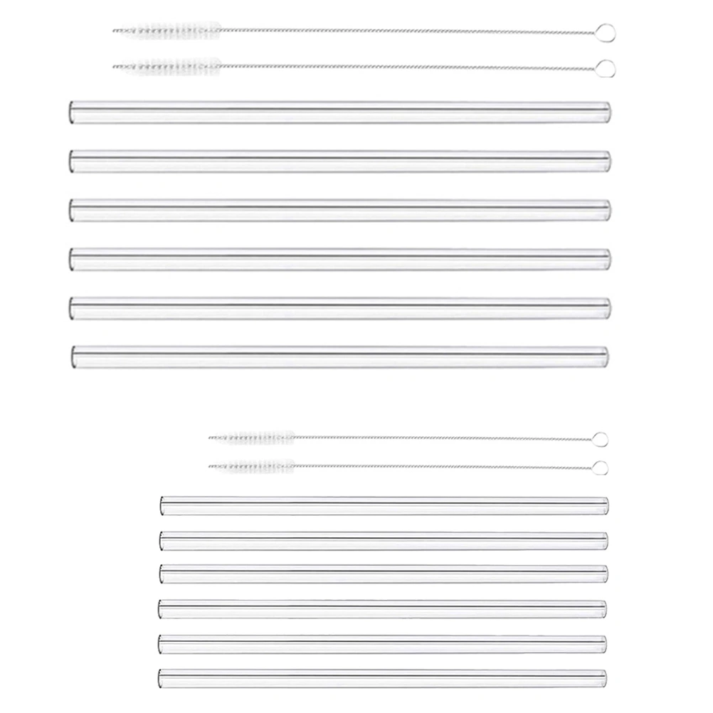 16pcs Transparent Glass Straw Beverages Glass Sucker with Brushes (Transparent)